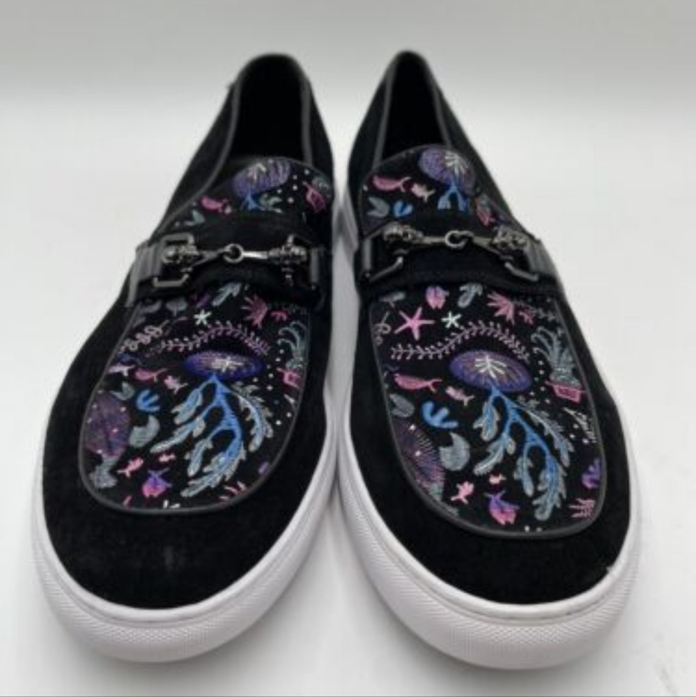 Robert Graham Redzone Embroidered Suede Bit Loafers in Black 